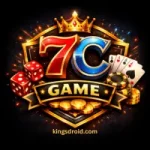 7C Bet Game logo with gold and red 3D text on a dark background, featuring dice, cards, chips, and a crown.