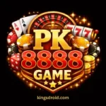 PK8888 Game logo with casino icons displayed on a smartphone screen.