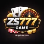 ZS777 Bet Game logo with dark background, playing cards, roulette wheel, and poker chips.